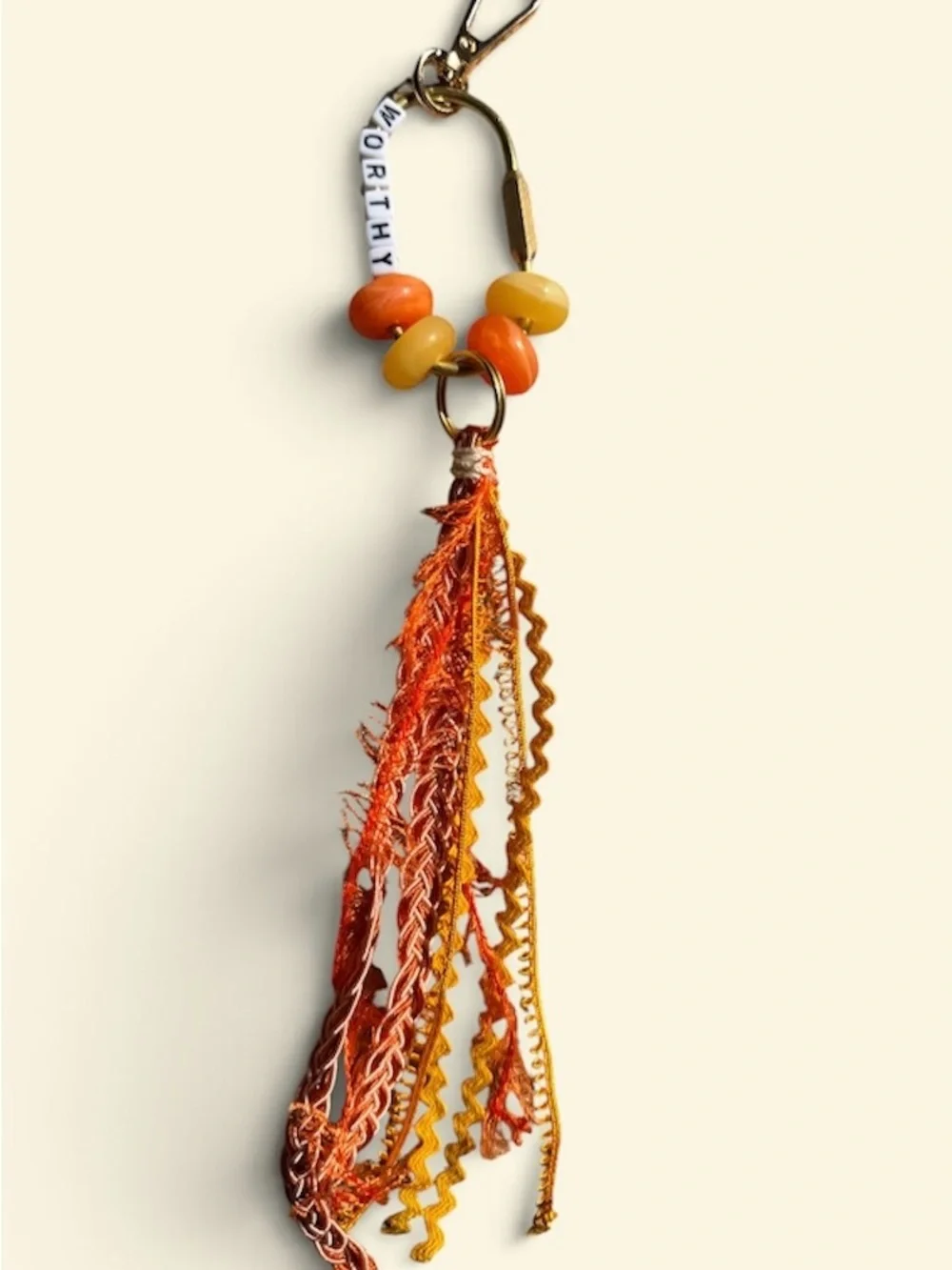 Worthy Beaded Tassel Keychain - Orange & Yellow